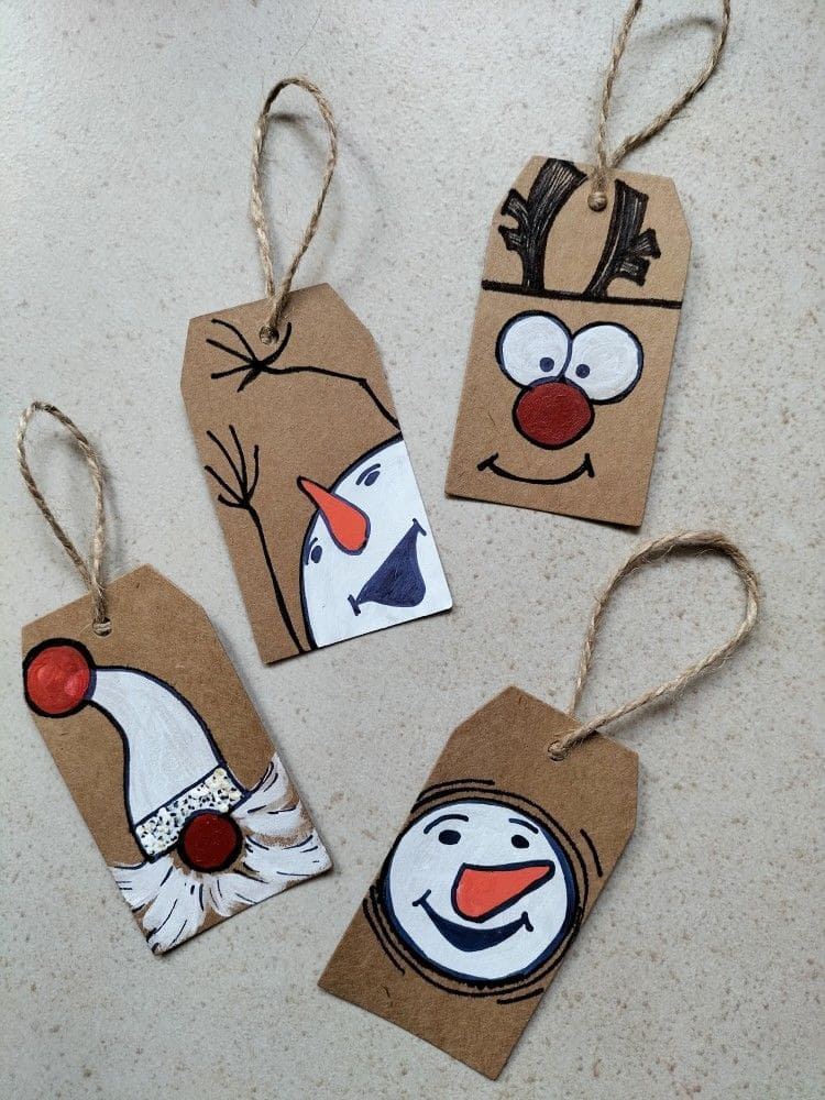 Hand Painted Christmas Character Tags