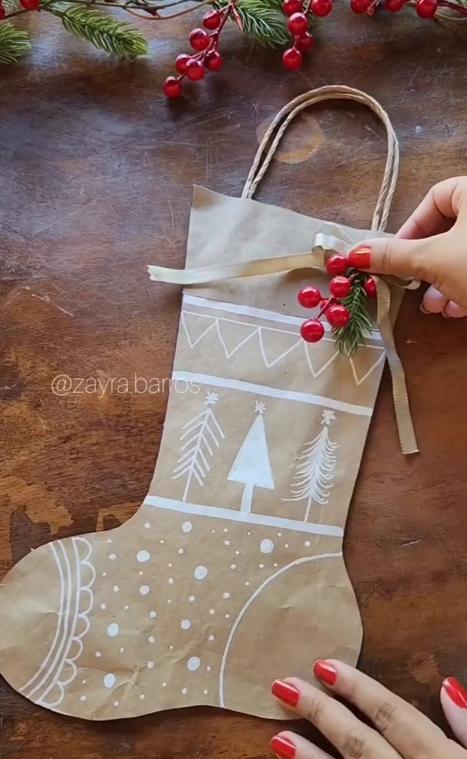 Handmade Christmas Stocking Paper Bag
