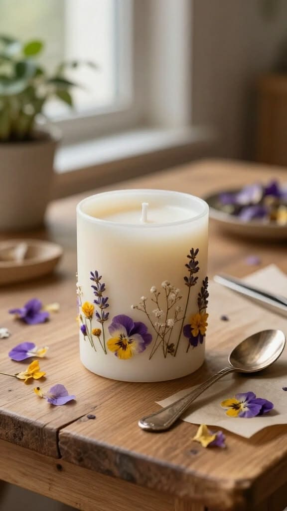 Handmade Pressed Flower Botanical Candle