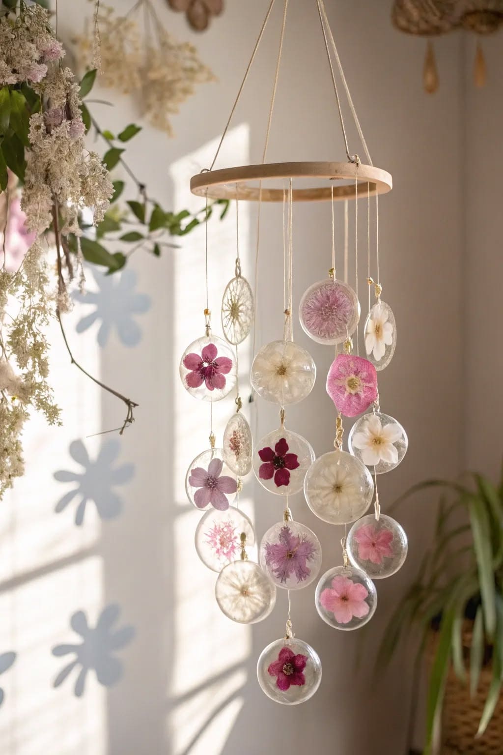 Hanging Pressed Flower Resin Mobile