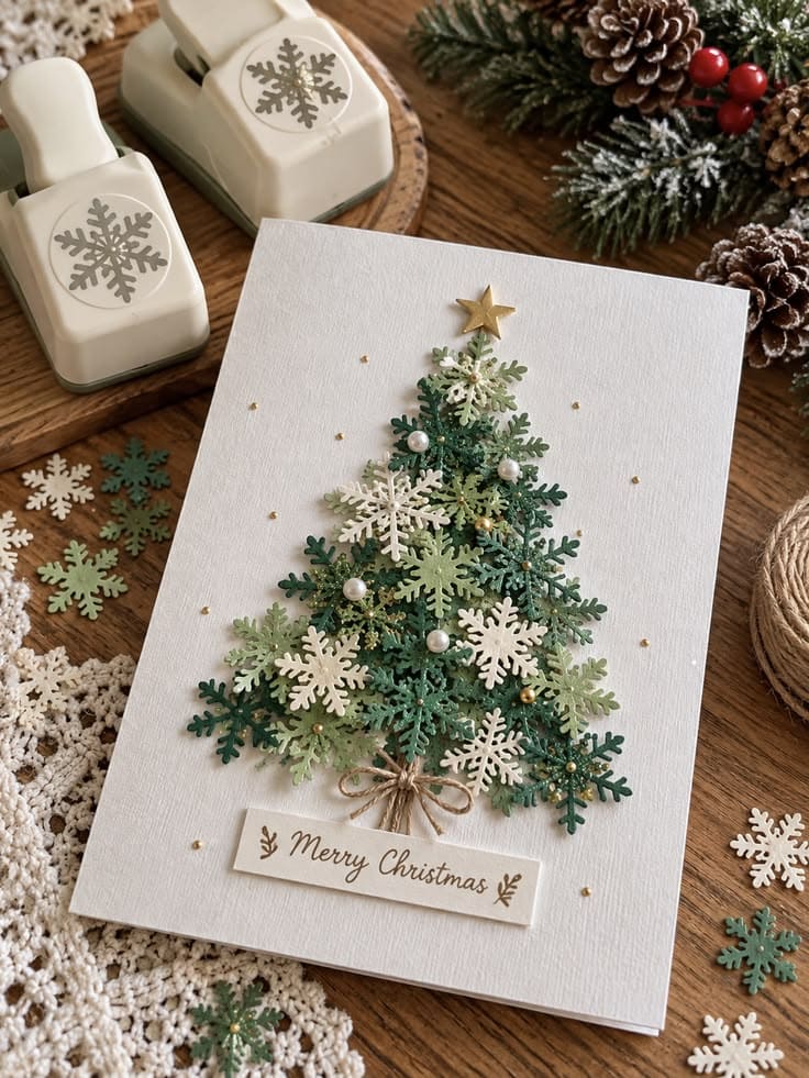 Layered Snowflake Christmas Tree Card