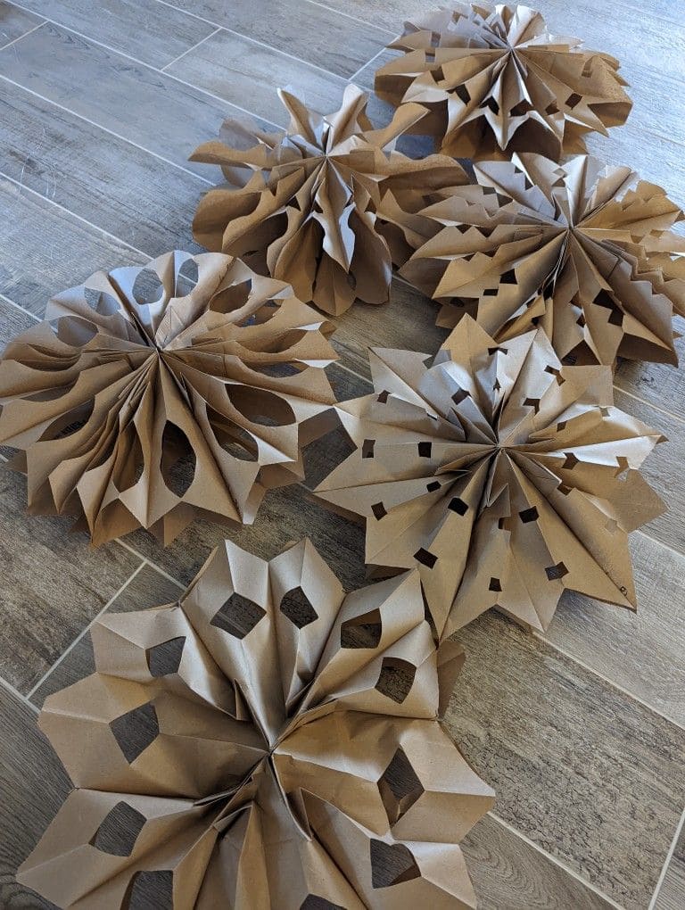 Recycled Paper Bag Snowflakes