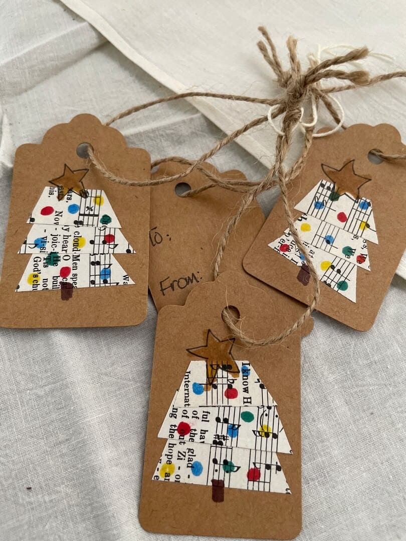 Recycled Sheet Music Christmas Tags