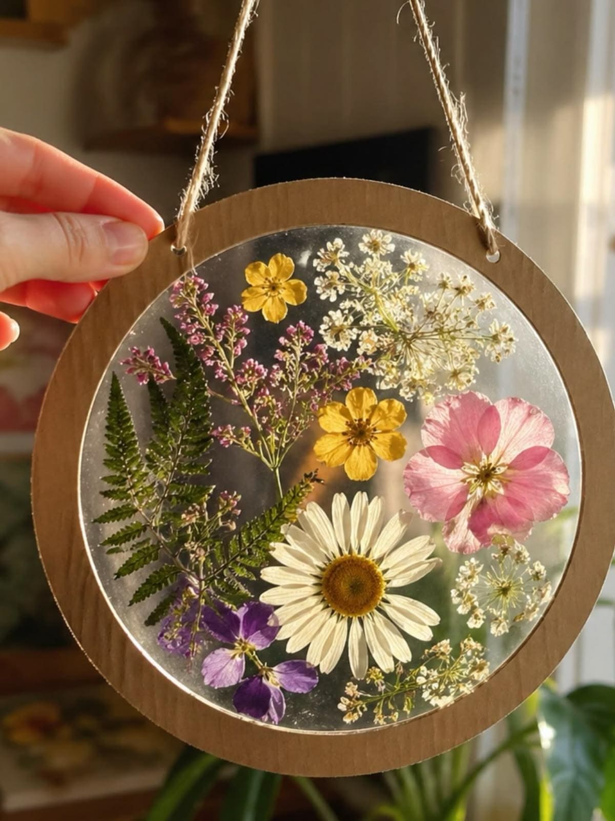 Round Pressed Flower Sun Catcher