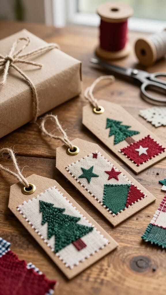 Rustic Fabric Christmas Tree Gift Tags