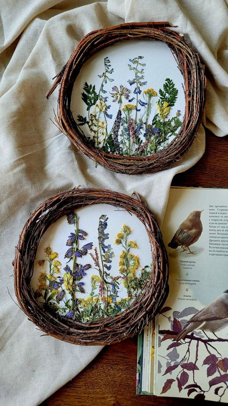 Rustic Pressed Wildflower Twig Frames