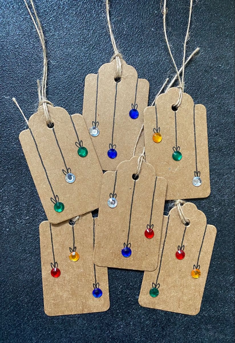 Sparkling Rhinestone Christmas Ornament Tags