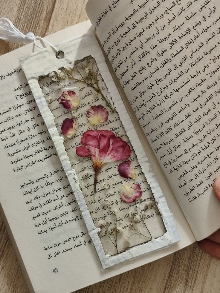 Vintage Pressed Flower Resin Bookmark