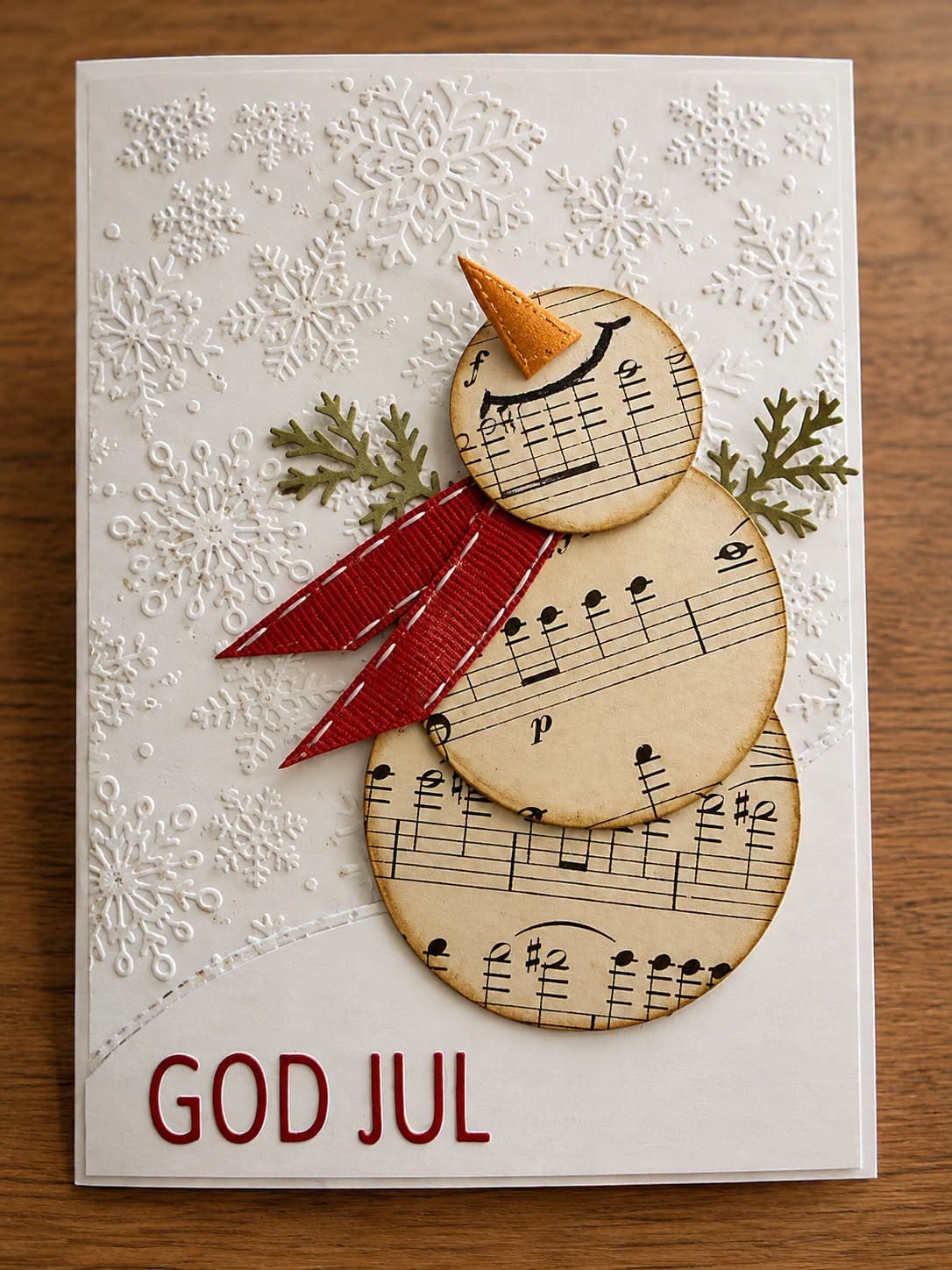 Vintage Sheet Music Snowman Card