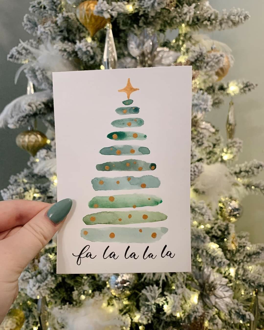Watercolor Christmas Tree Greeting Card