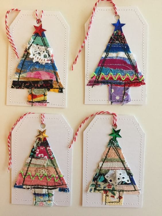 Whimsical Fabric Scrap Christmas Trees