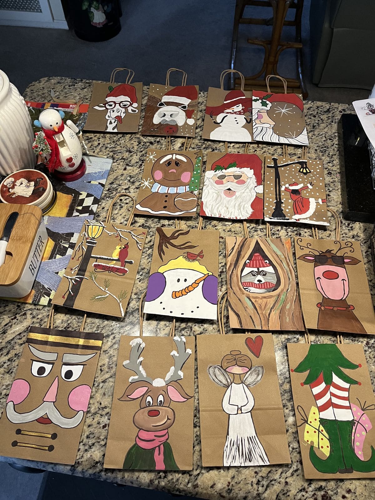Whimsical Hand Painted Holiday Bags